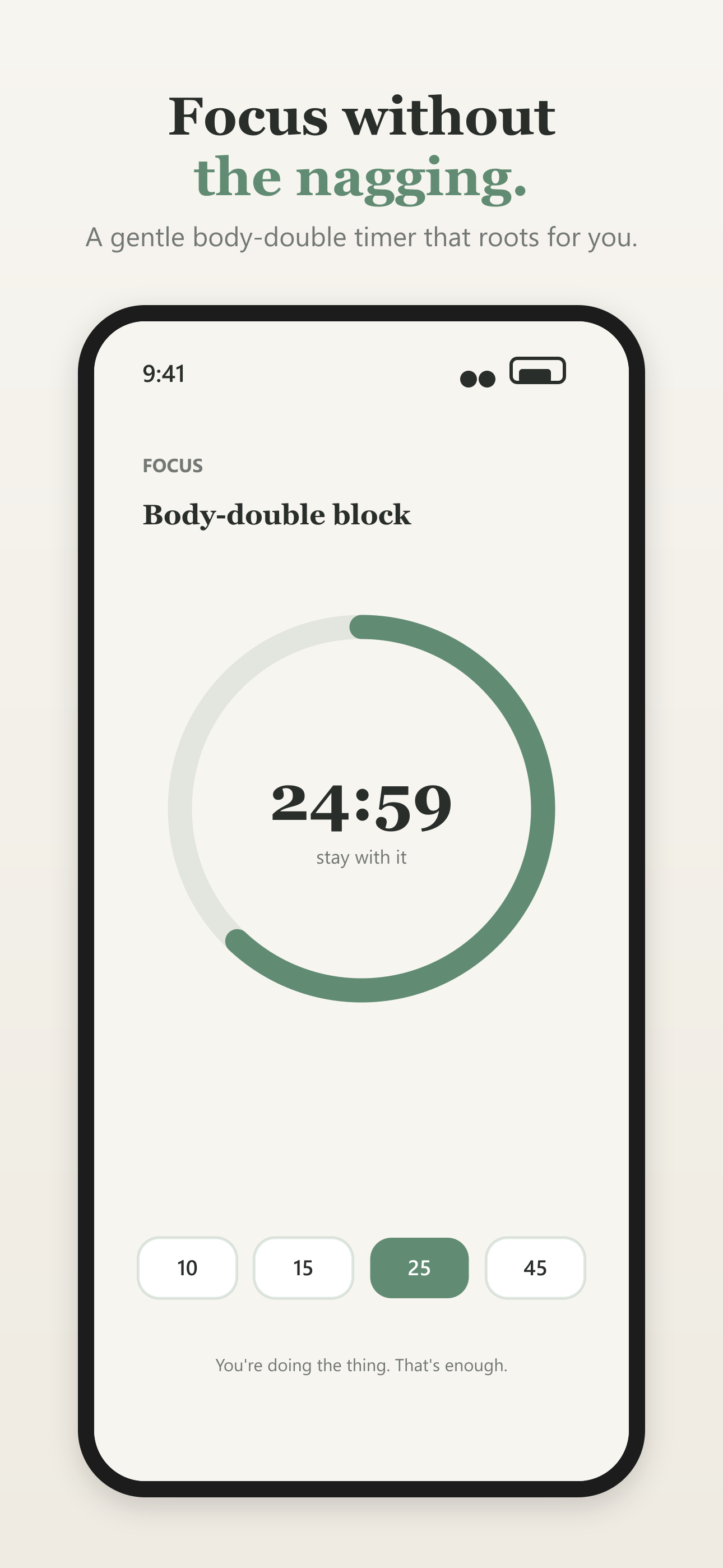 Focus timer screen