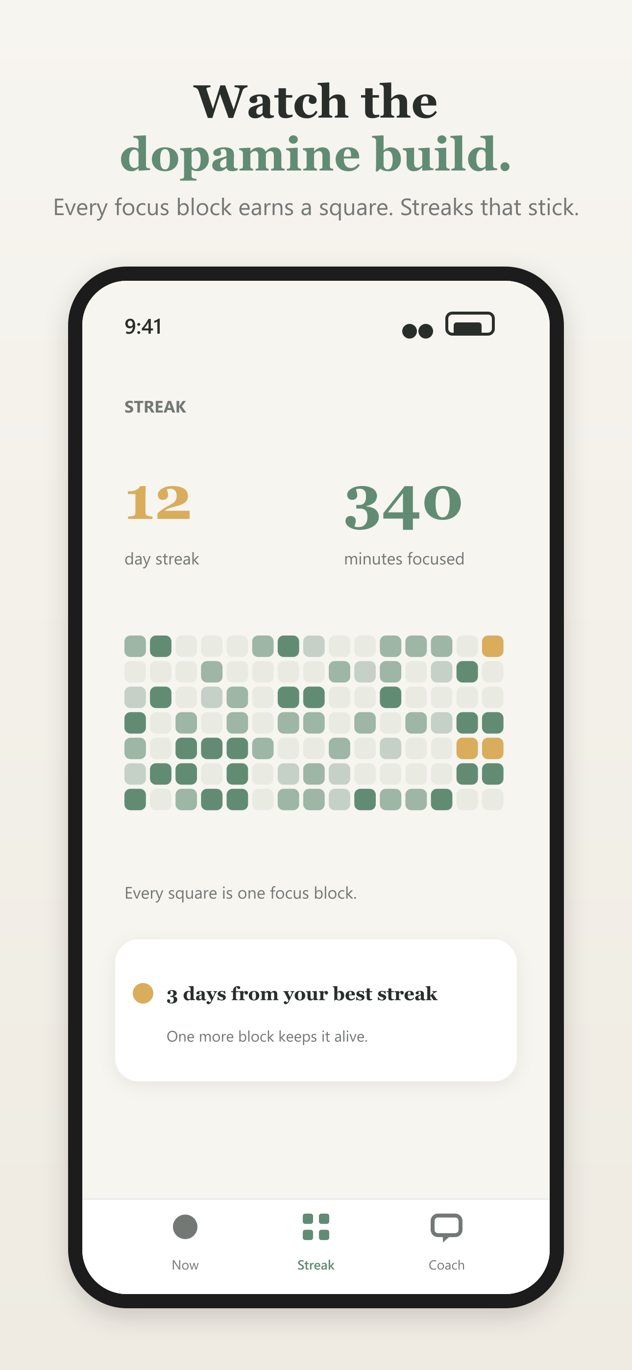 Streak grid screen
